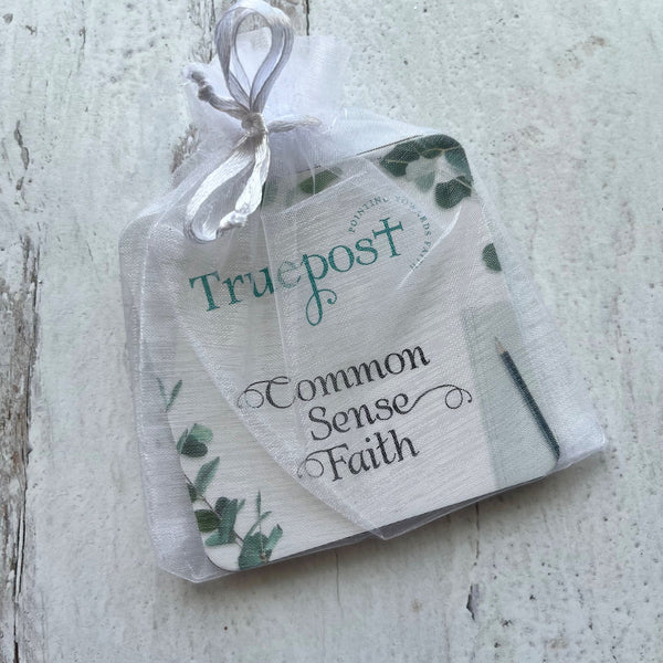 Stocking Stuffer Bundle, 10 sets of 10 mini scripture cards, scripture cards, stocking stuffers, common sense faith scripture card set in a white organza bag