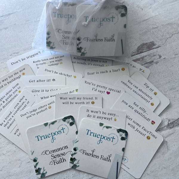 Stocking Stuffer Bundle, 10 sets of 10 mini scripture cards, scripture cards, stocking stuffers, sample of the back side of each scripture card