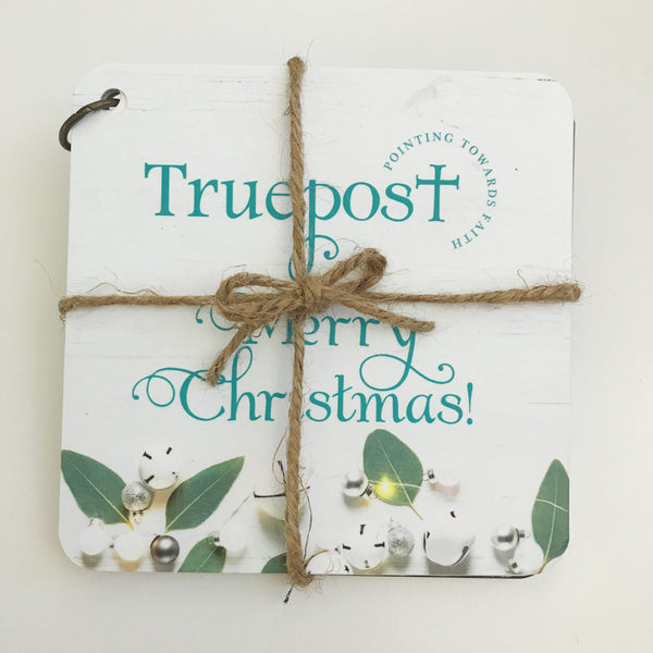 Scripture devotional cards beautifully wrapped with natural jute twine, that's  tied in a bow, for a charming rustic vibe.