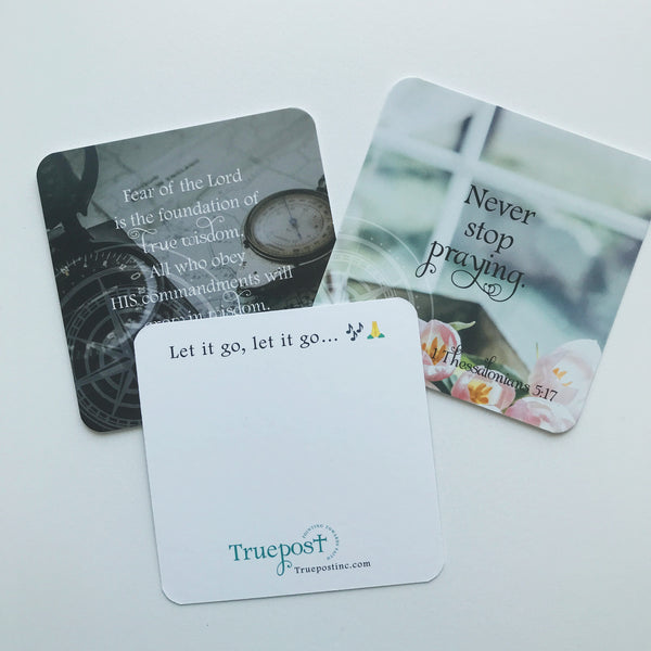 Two mini scripture cards and one motivational message card.