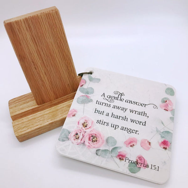 Scripture card stand and scripture cards.
