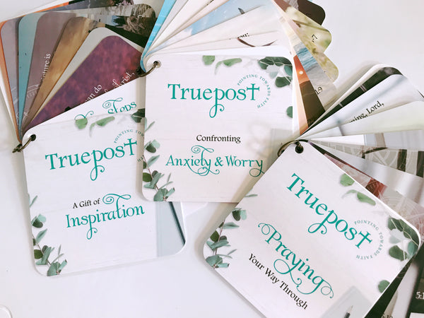 The 3 scripture devotional card sets in this collection. One on prayer, one on anxiety and one on inspiration.