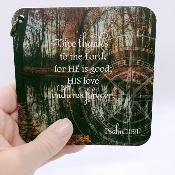 A gift of thanks scripture devotional card featuring Psalm 118:1.