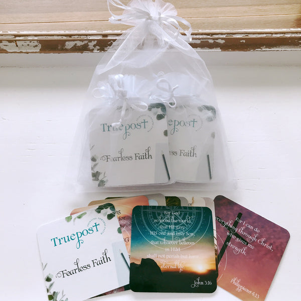 Set of 5 Mini Motivators in a white organza bag. Mini scripture cards. Bible verse gift idea. Gifts with Bible verses on them.