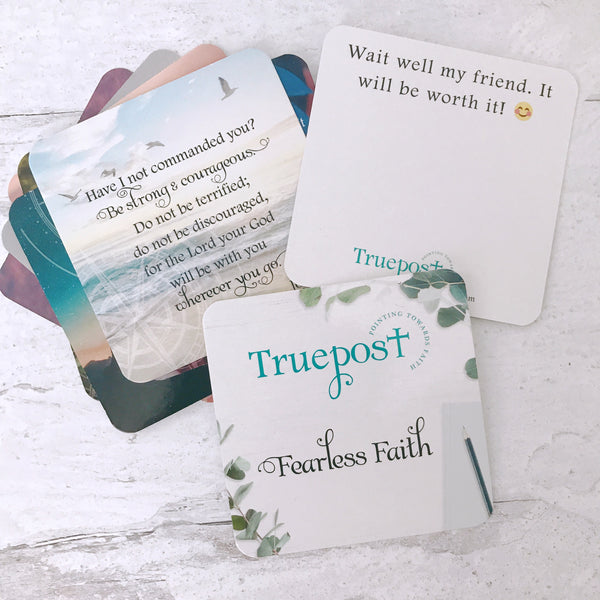 Scripture card that says wait well my friend it will be worth it. Mini scripture cards. Pass along scripture cards. Christian message cards. Bible verse gift idea.